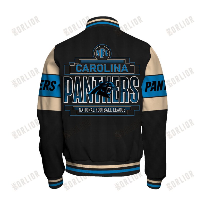 Back view of Carolina Panthers Varsity Jacket