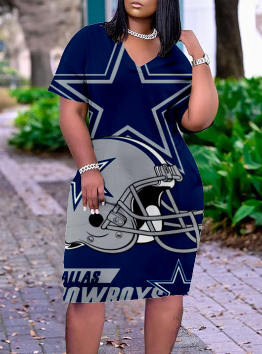 Dallas Cowboys V-neck Casual Pocket Dress