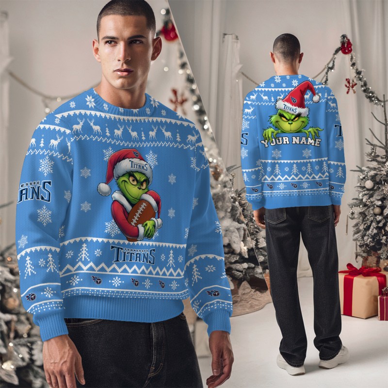 Tennessee Titans Premium Ugly Christmas Sweater Studio View