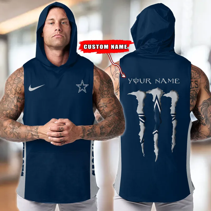 Dallas Cowboys Personalized Hooded Tank Top Side View