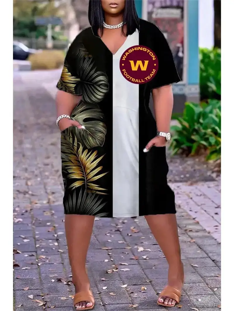 Washington Football Team V-neck Casual Pocket Dress