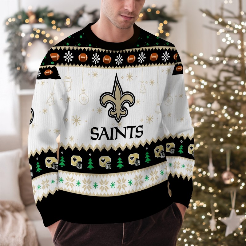 New Orleans Saints Ugly Christmas Sweater Outdoor