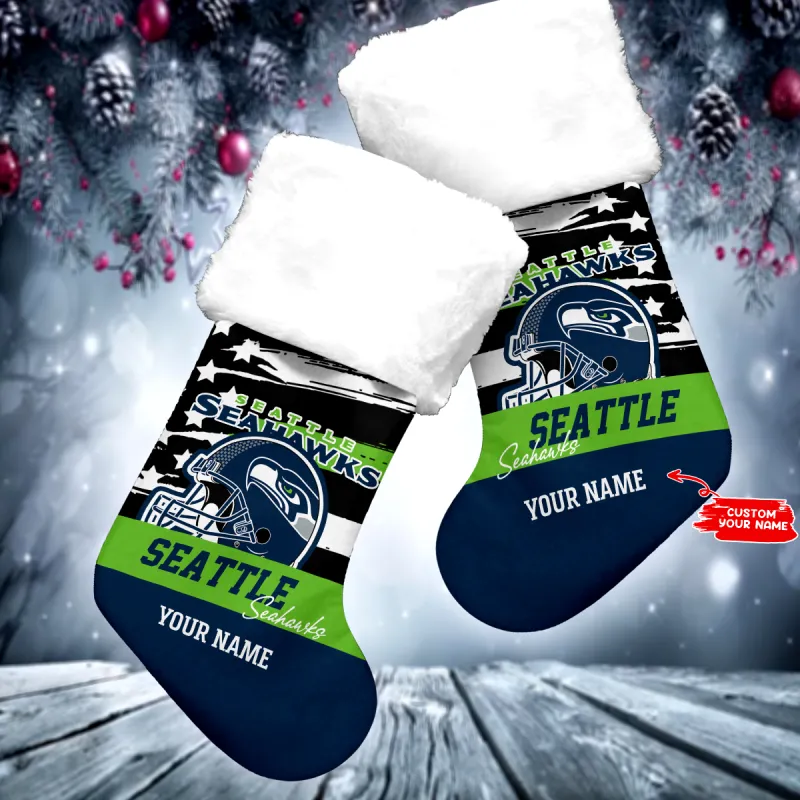 Seattle Seahawks Personalized Christmas Socks