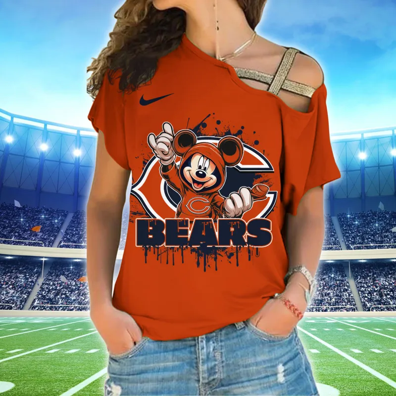 Chicago Bears Women's One Shoulder Shirt Front View