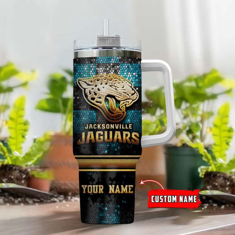 Jacksonville Jaguars Personalized NFL Glitter 40oz Tumbler