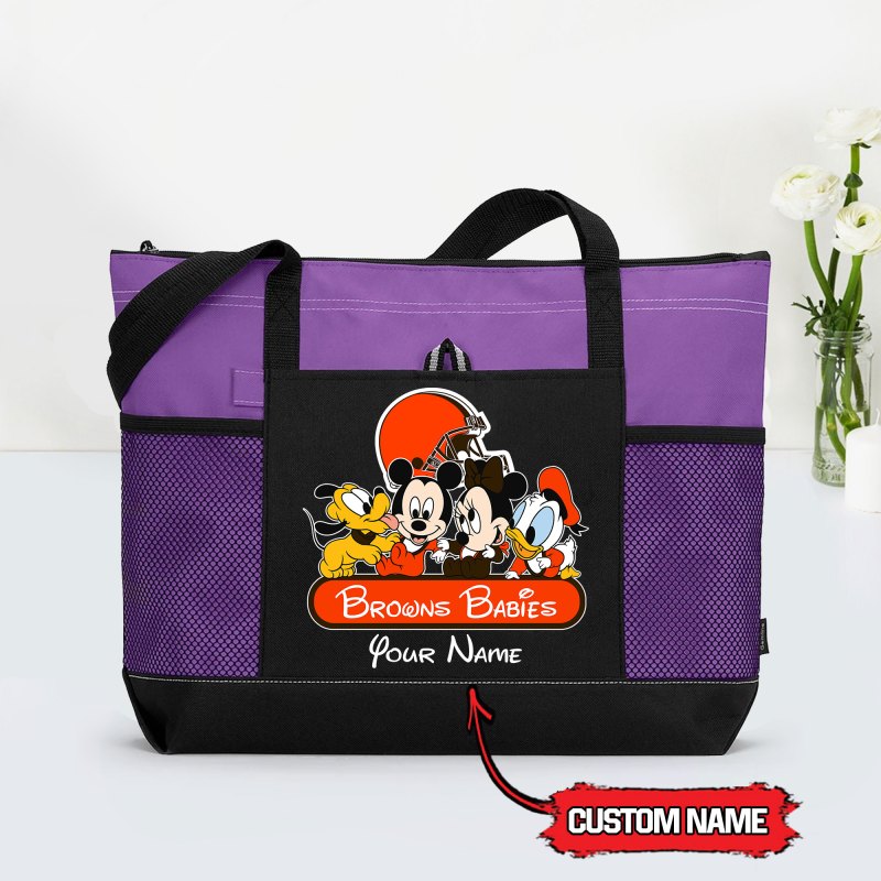 Cleveland Browns Personalized Babies Tote Bag Purple