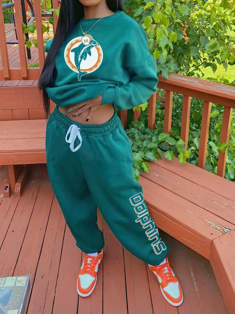 Miami Dolphins Drop Shoulder Sweatshirt and Sweatpants