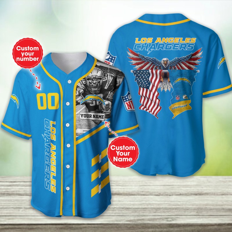 Los Angeles Chargers Personalized Baseball Jersey