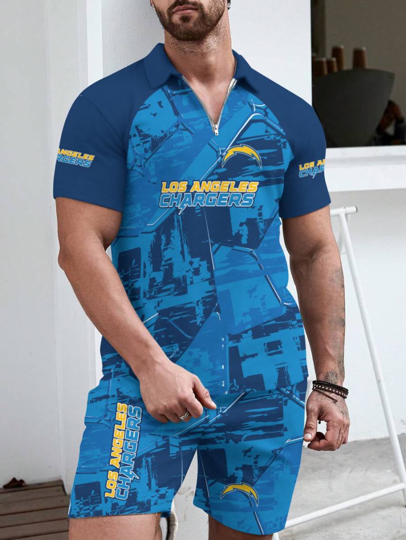 Los Angeles Chargers Limited Edition ZIP Polo Shirt and Shorts