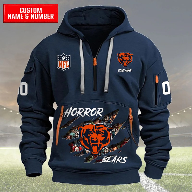 Navy Chicago Bears Quarter Zip Hoodie