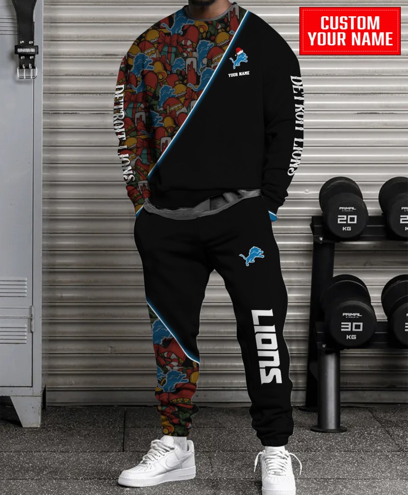 Detroit Lions Christmas Pattern Sweatshirt and Sweatpants