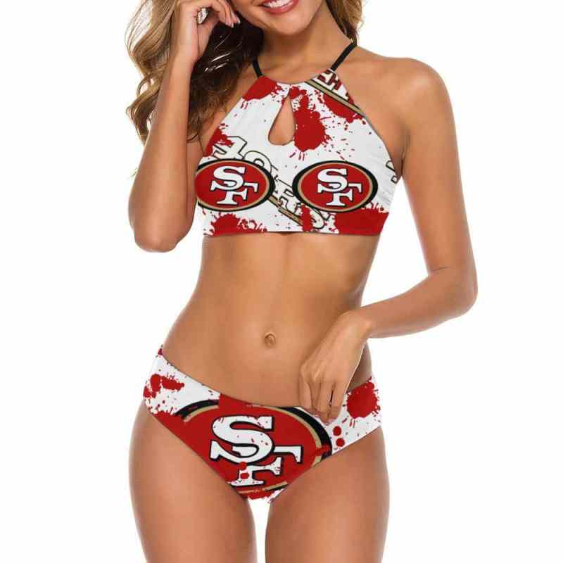 San Francisco 49ers Women's Cami Keyhole One-Piece Swimsuit