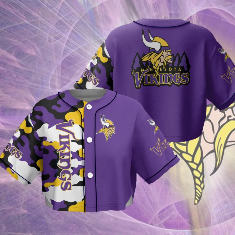 Minnesota Vikings Crop Top Baseball Jersey