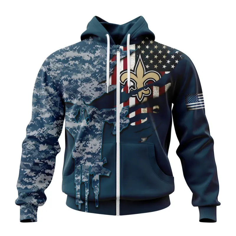 New Orleans Saints Zip Hoodie Front