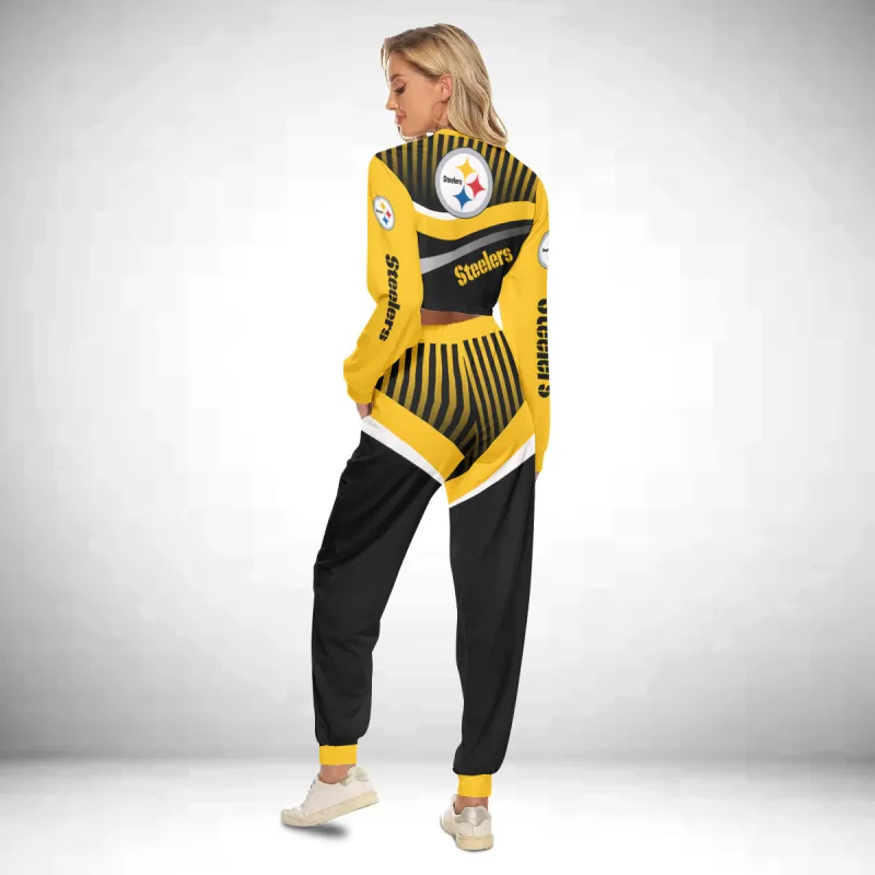 Pittsburgh Steelers Crop Sweatshirt Suit Image 2