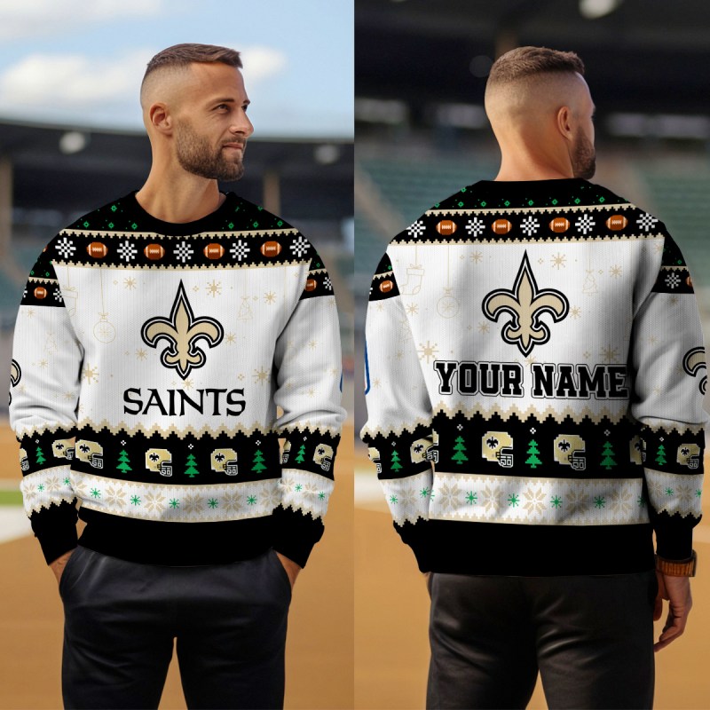 New Orleans Saints Ugly Christmas Sweater Outdoor