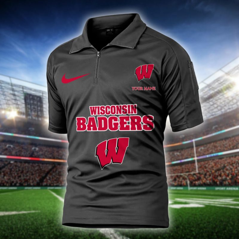 Wisconsin Badgers Army Polo Shirt Black