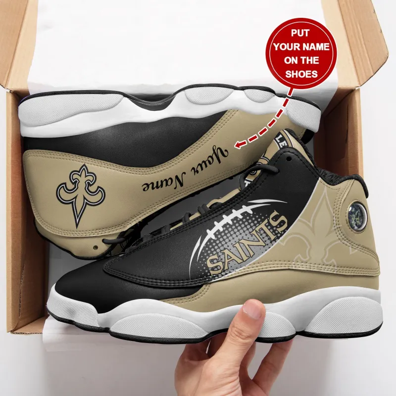 New Orleans Saints Personalized Air JD13 Sneakers Side View