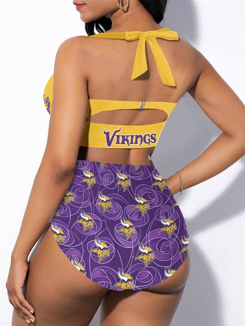 Minnesota Vikings Sexy Print Bikini Swimsuit Back View