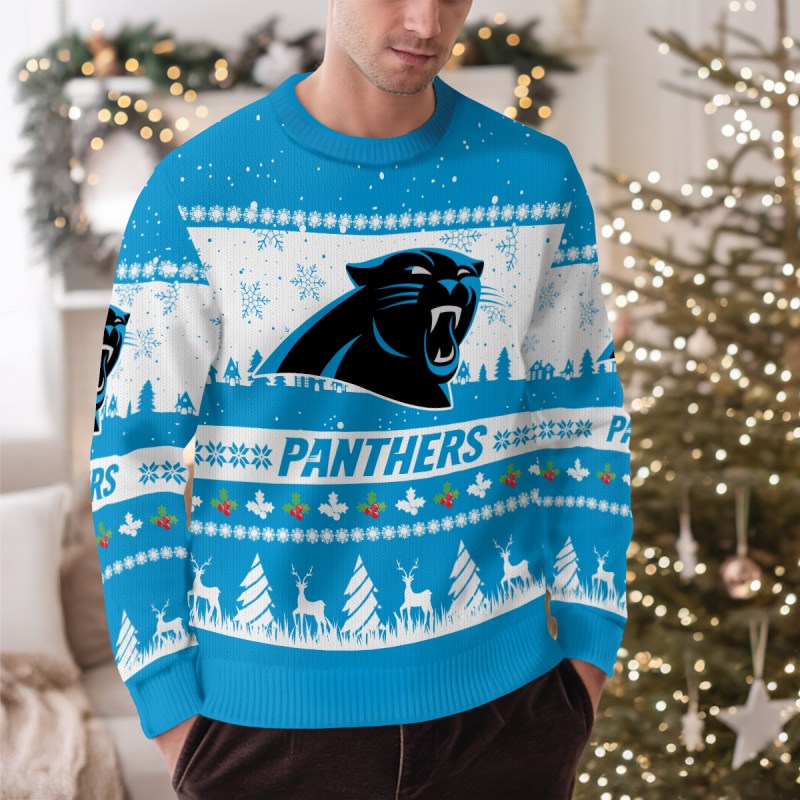 Carolina Panthers Ugly Christmas Sweater Outdoor