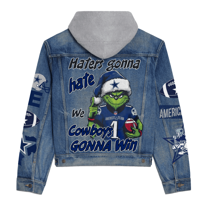 Dallas Cowboys Hooded Denim Jacket Back View