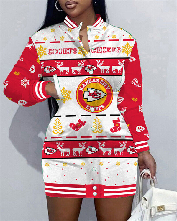 Kansas City Chiefs Women Button Down Jacket Dress