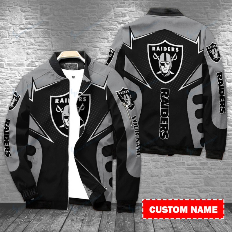 Las Vegas Raiders Personalized Bomber Jacket Front