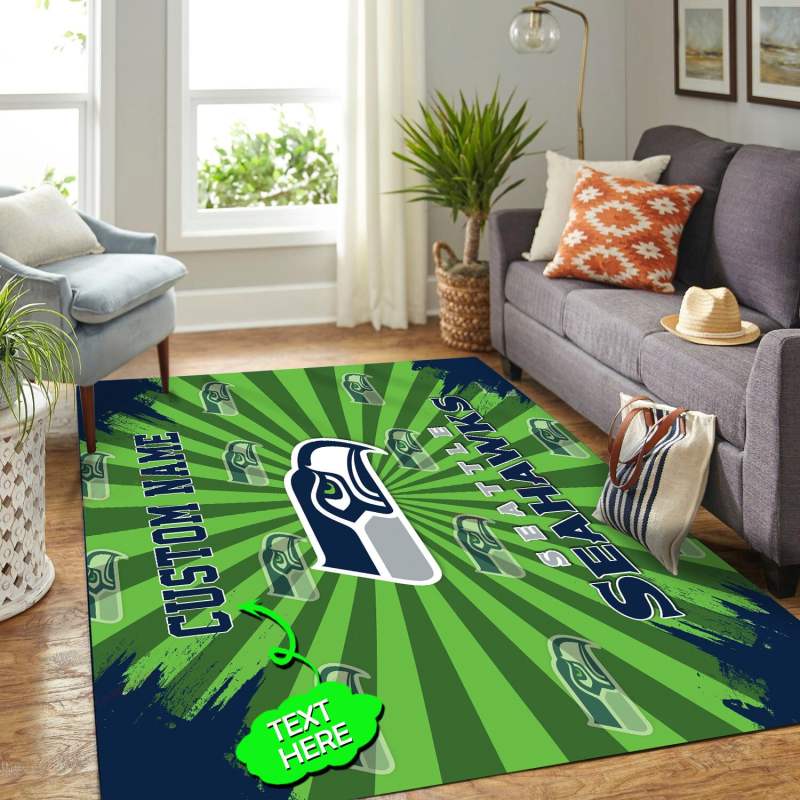 Seattle Seahawks Personalized Premium Rectangle Rug
