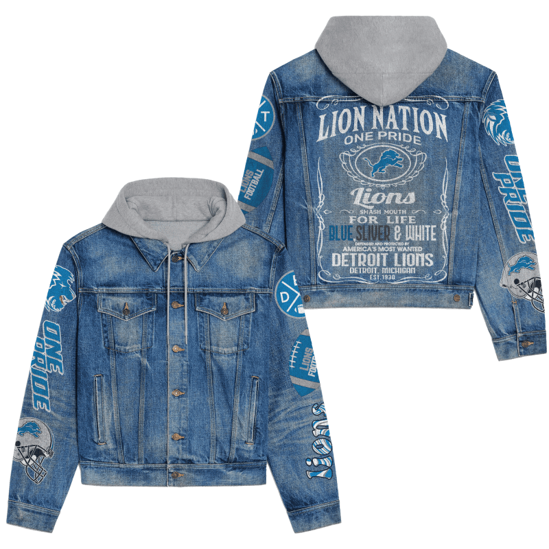 Detroit Lions Premium Hooded Denim Jacket
