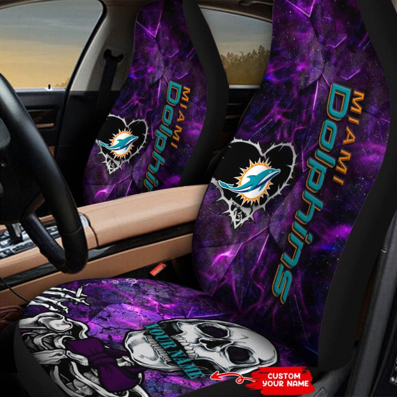 Miami Dolphins Personalized Car Seat Covers - Side View