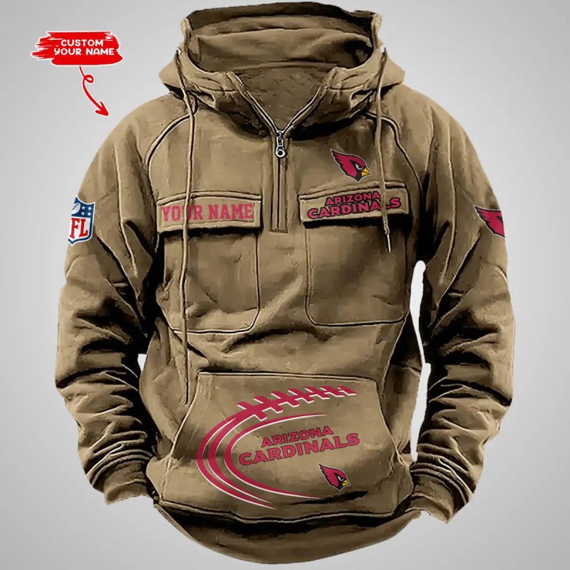 Arizona Cardinals Multi-Pockets Zip Hoodie Image 4