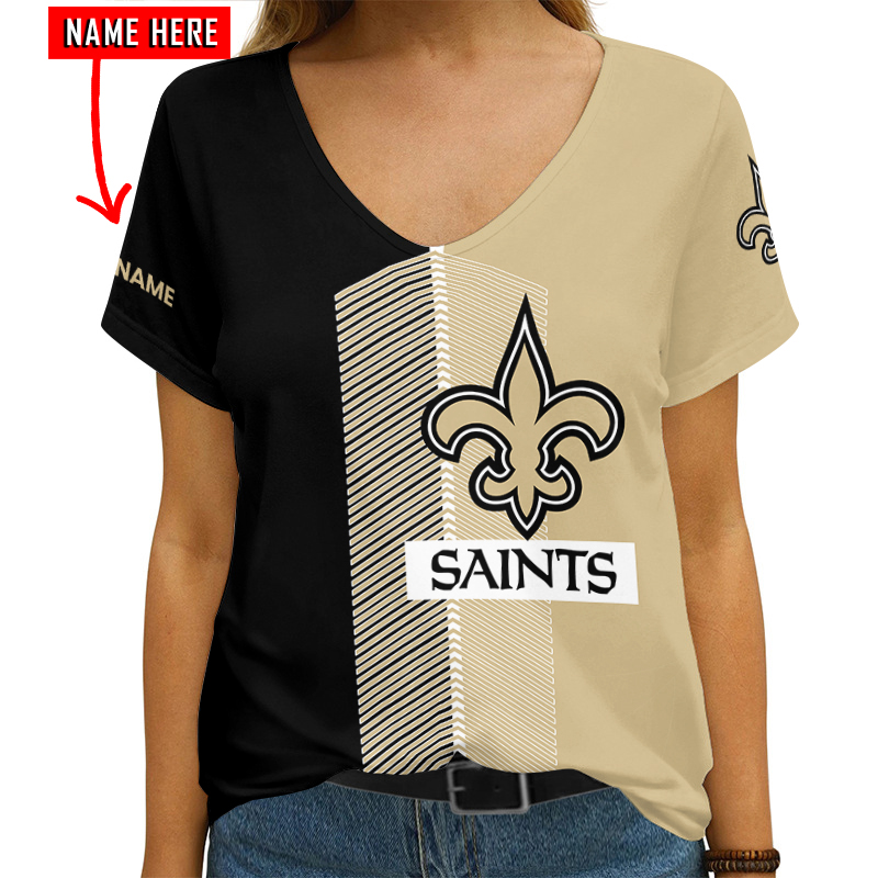 Women V-neck T-shirt in New Orleans Saints Style