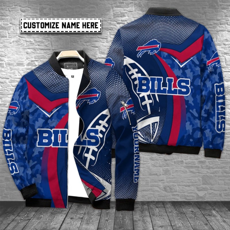 Buffalo Bills Personalized Bomber Jacket Front View