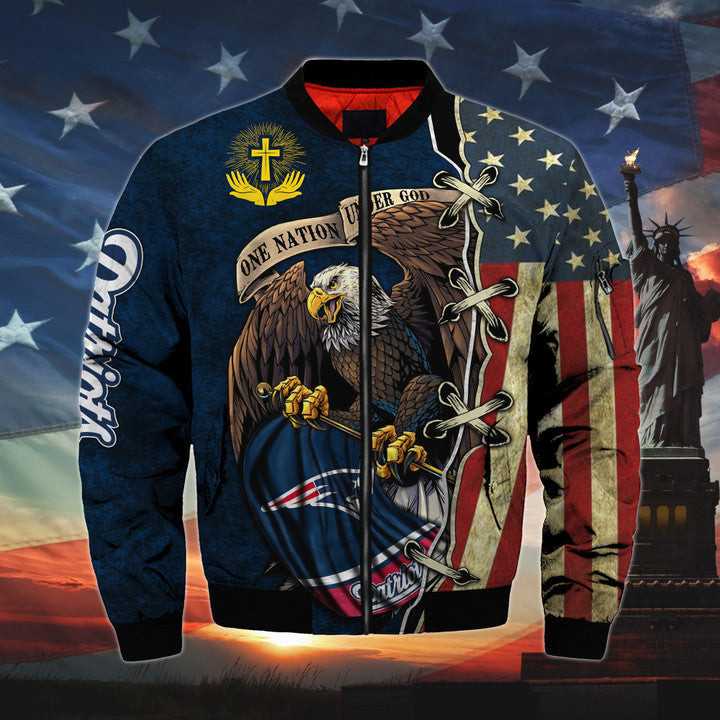 Men’s One Nation Under God New England Patriots Bomber Jacket