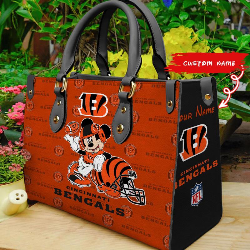 Cincinnati Bengals Personalized Leather Hand Bag