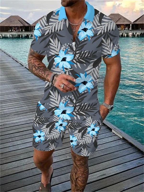 Carolina Panthers Zip Polo Shirt and Shorts