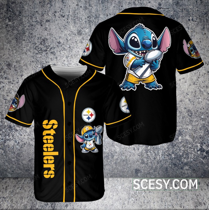 Pittsburgh Steelers Lilo And Stitch Baseball Jersey