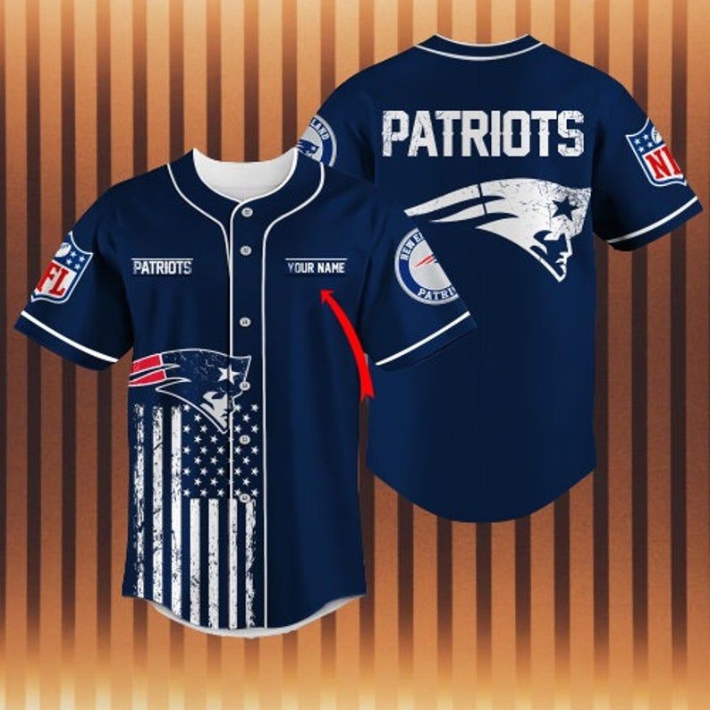 New England Patriots Personalized Baseball Jersey Shirt