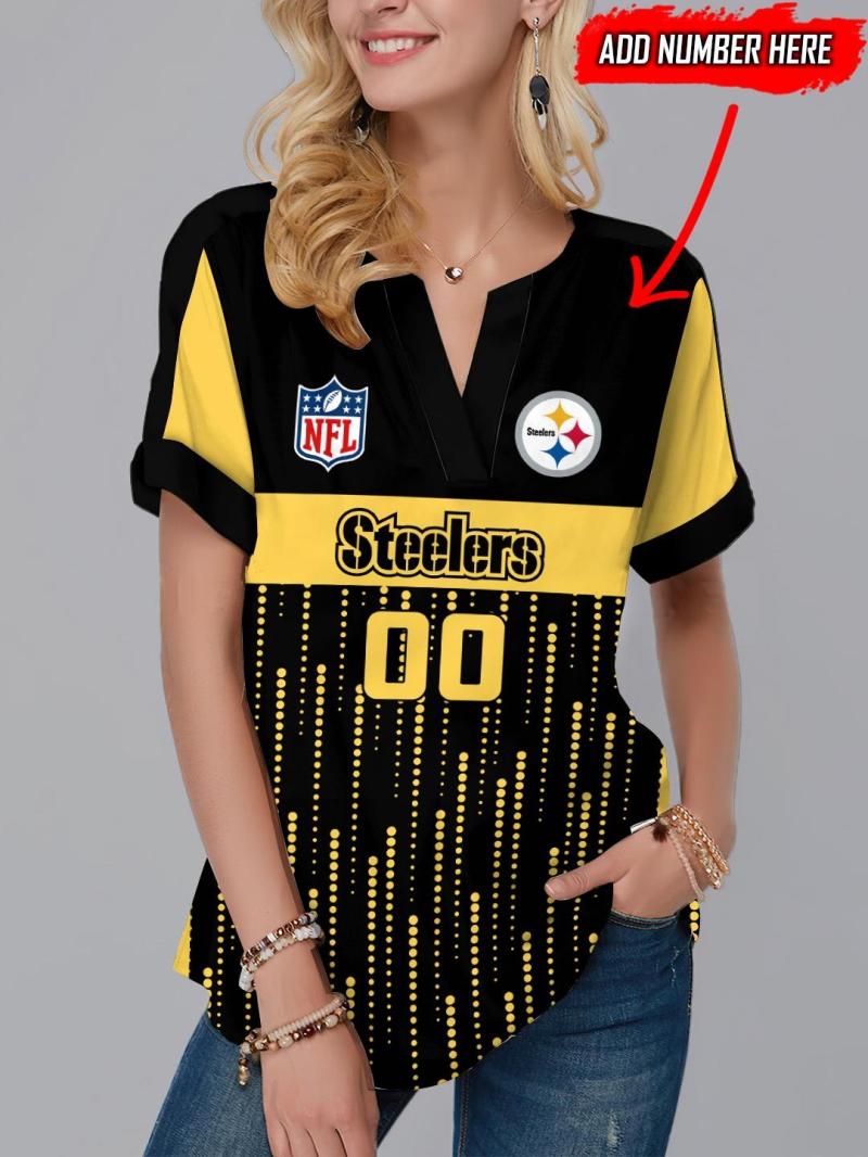 Pittsburgh Steelers Personalized Fashion Short Sleeve V-Neck Shirt