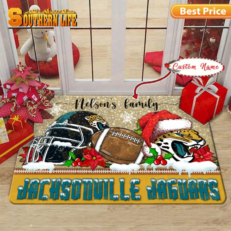 Jacksonville Jaguars Christmas Personalized Doormat
