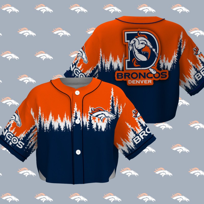 Denver Broncos Crop Top Baseball Jersey