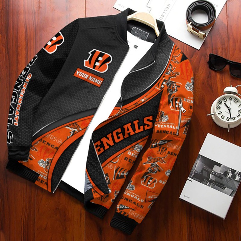 Cincinnati Bengals Personalized Bomber Jacket Side View