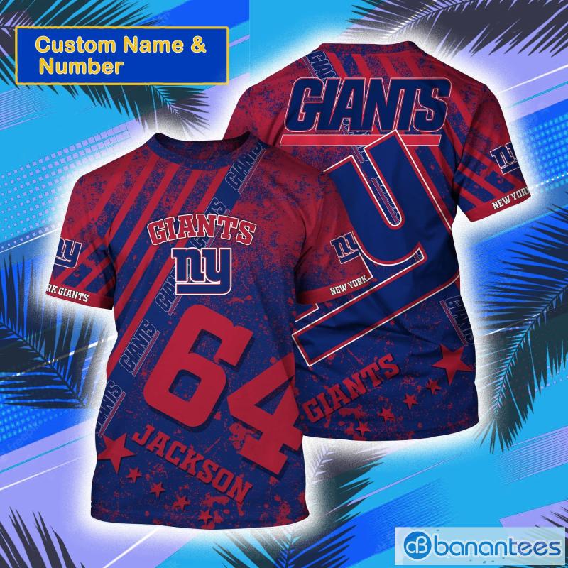 New York Giants NFL Custom Name And Number All Over Print 3D T-Shirt