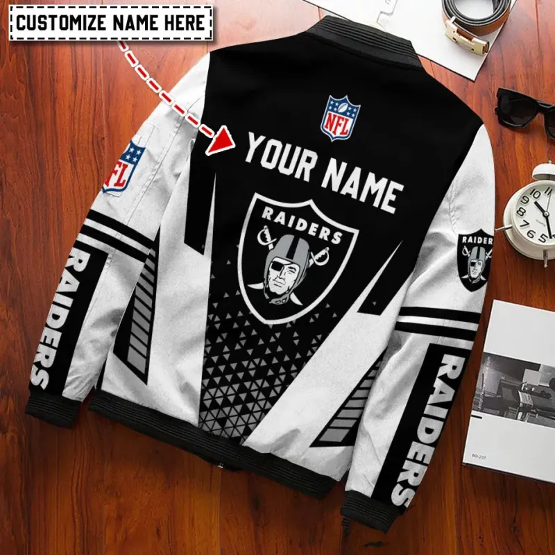 Las Vegas Raiders Personalized Bomber Jacket - Back View
