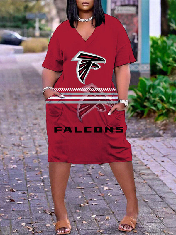 Atlanta Falcons V-neck Casual Pocket Dress
