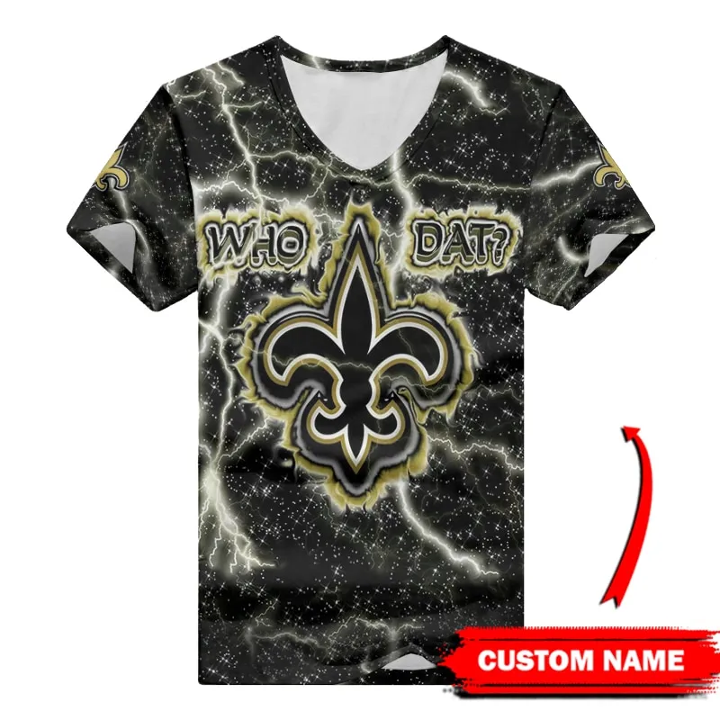 New Orleans Saints Personalized V-neck Women T-shirt