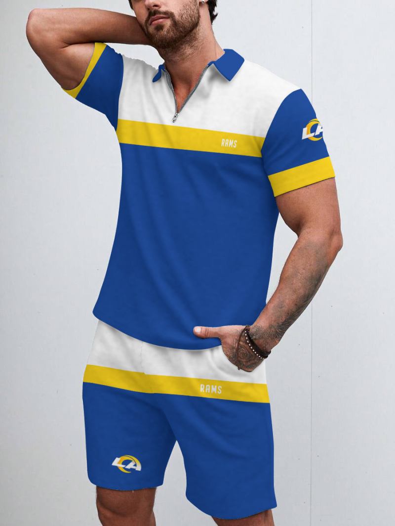 Los Angeles Rams Limited Edition ZIP Polo Shirt And Shorts Two-Piece Suit