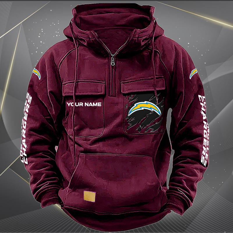 Los Angeles Chargers Personalized Hoodie Front View