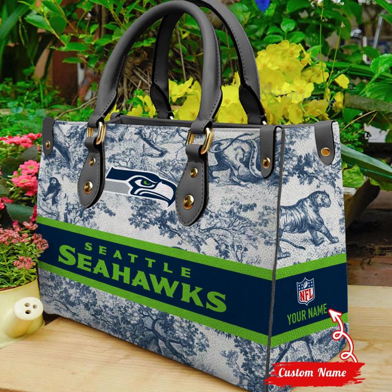 Seattle Seahawks Personalized Leather Hand Bag