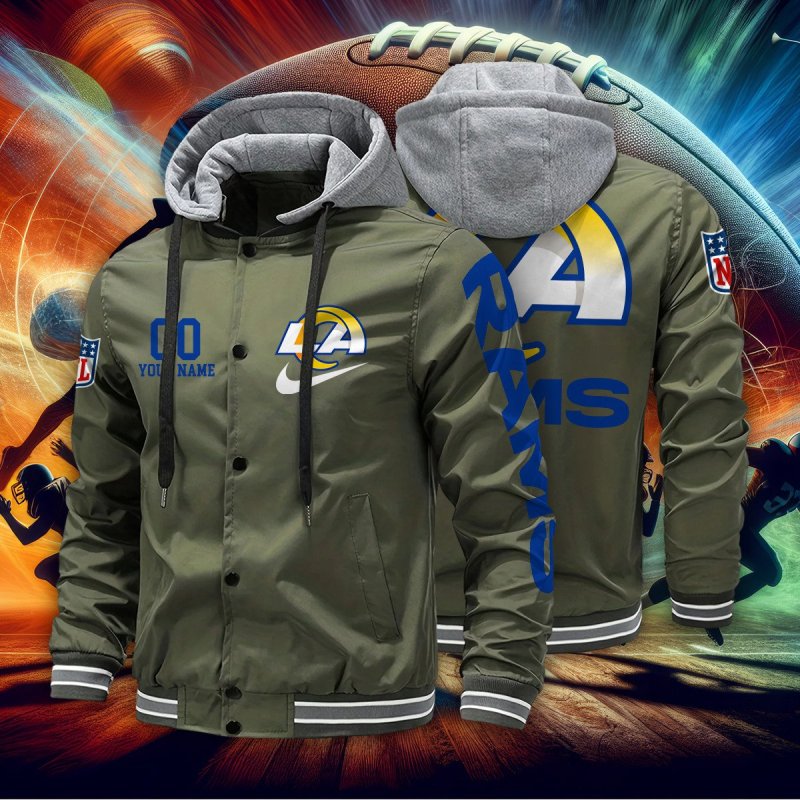 Los Angeles Rams Baseball Jacket with Detachable Hood